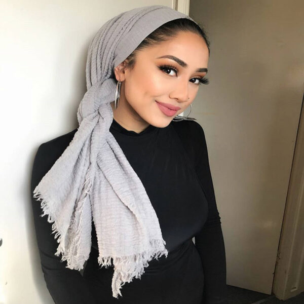 Bubble plain Scarf / cotton scarf fringes women soft solid hijab popular muffler shawls big Pashmina wrap hijab - Image 2