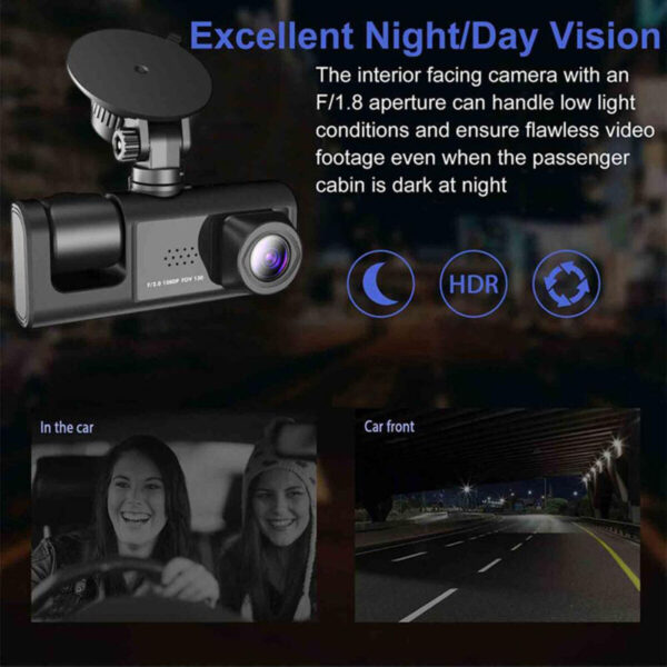 1080P Dual Lens Car Dash Cam Recorder G Sensor DVR Front And Rear Camera Video - Image 6
