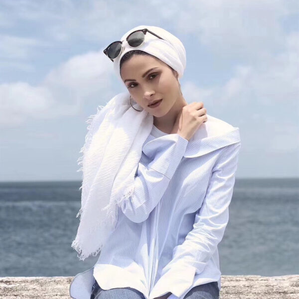 Bubble plain Scarf / cotton scarf fringes women soft solid hijab popular muffler shawls big Pashmina wrap hijab - Image 3