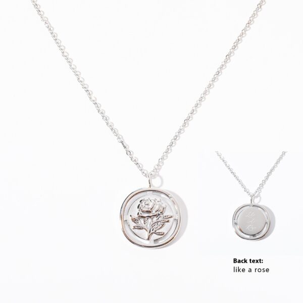 Titanium Steel French Retro Three-dimensional Flower Cutout Rose Necklace Electroplated 18K Gold - Image 8